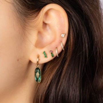 Dottilove Diamanten kroontje vergulde oorbellen groen