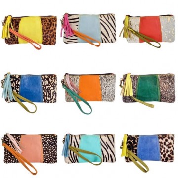 vanMauZ Lederen dierenprint Clutch / Toilettas