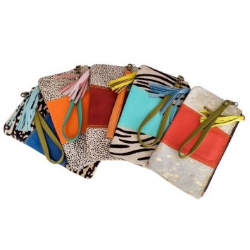 vanMauZ Lederen dierenprint Clutch / Toilettas