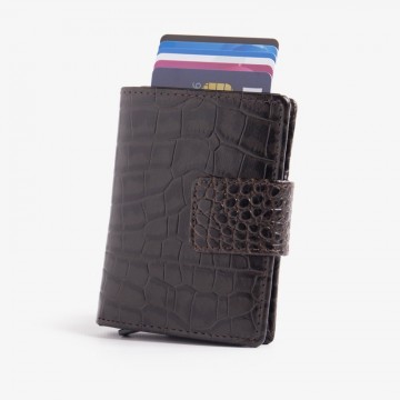 Figuretta Portemonnee Pashouder Donkerbruin Croco
