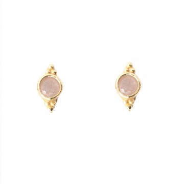 Muja Juma Earring Arrow Etnic Stud Peach Moonstone Gold Plated