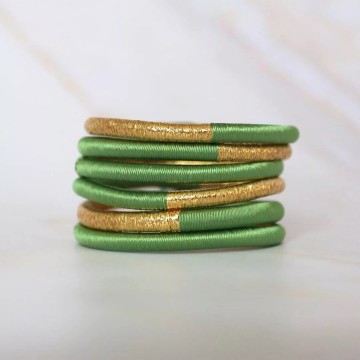 Maison Izel Jonc Dahabi Verte Pale Armband