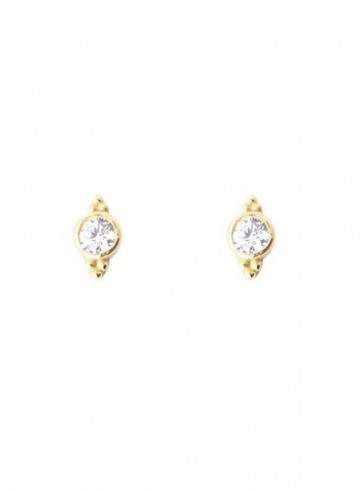 Muja Juma Earring Arrow Etnic Stud White Zirkonia Gold Plated