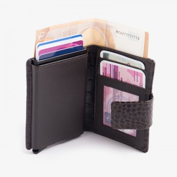 Figuretta Portemonnee Pashouder Donkerbruin Croco