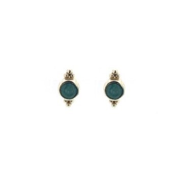 Muja Juma Earring Arrow Etnic Stud Amazonite Gold Plated