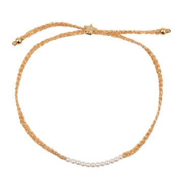 Betty Bogaers Braided Beads Bracelet Gold Plated Pearl