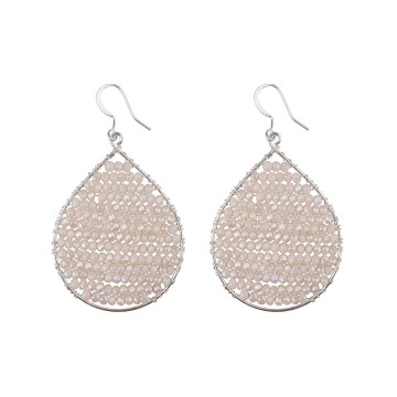 Hinth Oorbellen Balloon Silver Frame Pearl