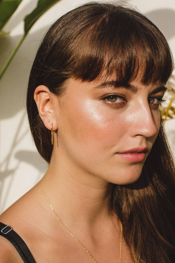 Flawed Hanging Bar Hoops Gold Plated