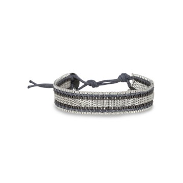 Hinth Armband Chain stripe silver grey s 0