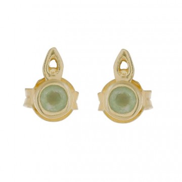 Muja Juma Earring 4 mm Nefrite Round Tale Stud Gold Plated