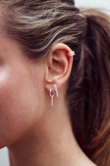 Eline Rosina Bar Hoops in Sterling Silver