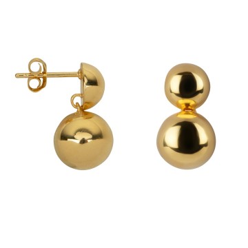 Betty Bogaers Double Ball Stud Earring Gold Plated