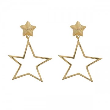 Betty Bogaers Large Open Asymmetric Statement Star Stud Earrings Gold Plated