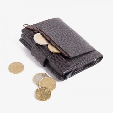 Figuretta Portemonnee Pashouder Donkerbruin Croco