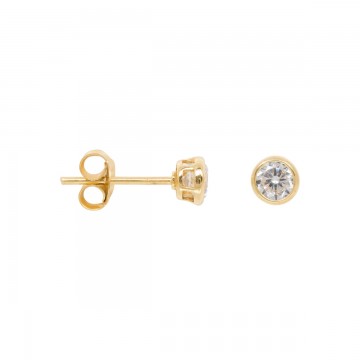 Eline Rosina Round Zirconia Earrings gold plated sterling silver