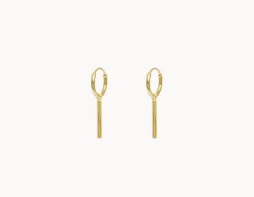 Flawed Hanging Bar Hoops Gold Plated