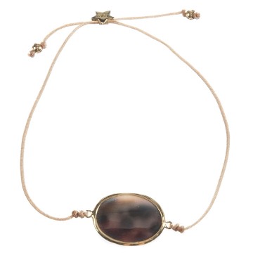 Betty Bogaers Tiger Shell Rope Bracelet Gold Plated Beige