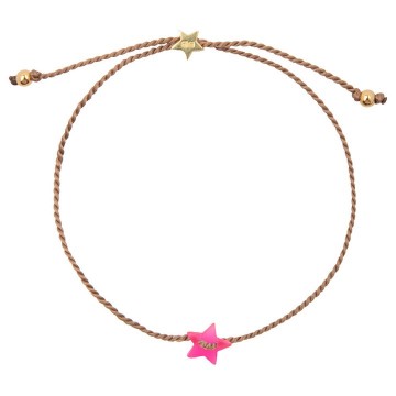 Betty Bogaers Resin Star Bracelet Gold Plated NEON PINK