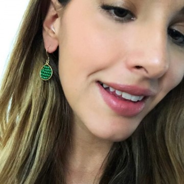 Hinth Oorbellen Lek Gold Frame Green