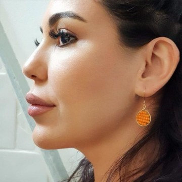 Hinth Oorbellen Lek Gold Frame Orange