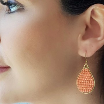 Hinth Oorbellen Monsoon Gold Frame Coral