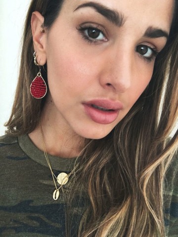 Hinth Oorbellen Monsoon Gold Frame Dark Red