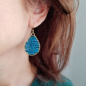 Hinth Oorbellen Monsoon Gold Frame Petrol