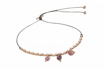 By Johanne Bracelet Tourmalines et Perles Rose