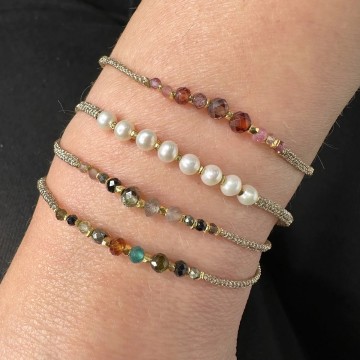 LeJu London Gypsy Bracelet Black Semi Precious Stones