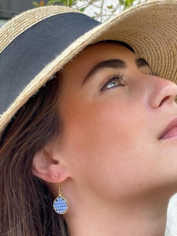 Hinth Oorbellen Lek Gold Frame Pastel Blue