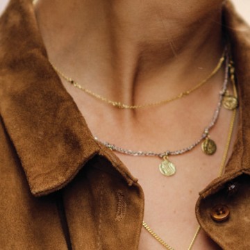 Betty Bogaers Tiger Shell Round Chain Necklace Gold Plated