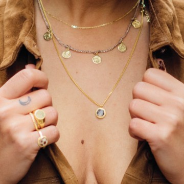 Betty Bogaers Tiger Shell Round Chain Necklace Gold Plated