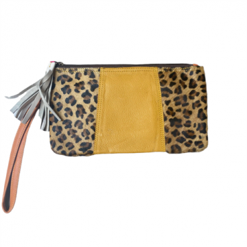 vanMauZ Lederen dierenprint Clutch / Toilettas